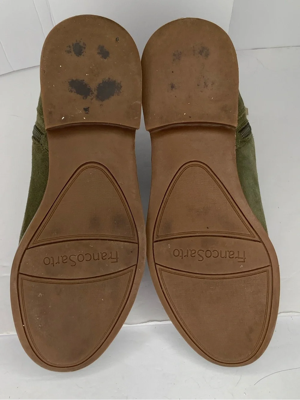 Franco Sarto  Green Suede Leather Chelsea Women Ankle Boots Sz 7.5 Equestrian